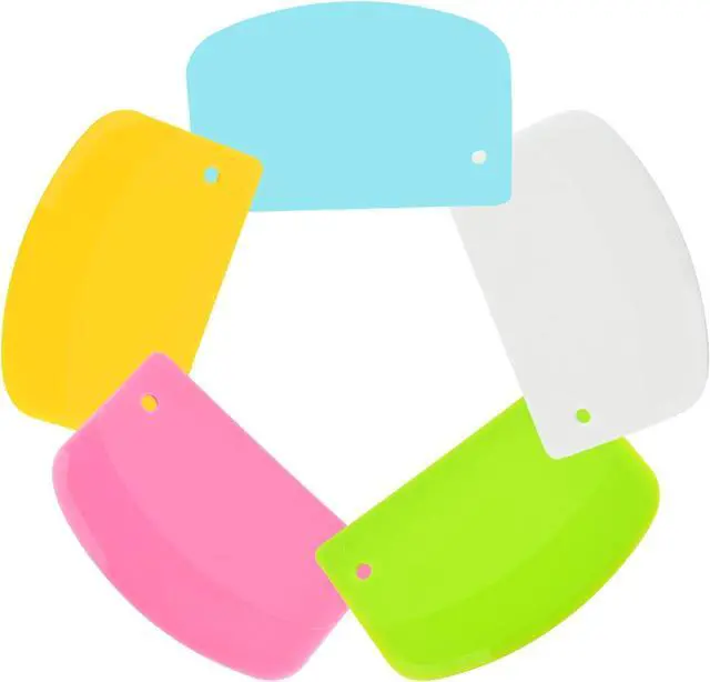 Main image of 5 Pack Dough Scraper, 5.3 x 3.6 Inch Plastic Bench Scraper, Bowl Spatula, Kitchen Pastry Cutter Tool for Bread Dough, Pastry, Pizza, Baking Cake (Multicolor)