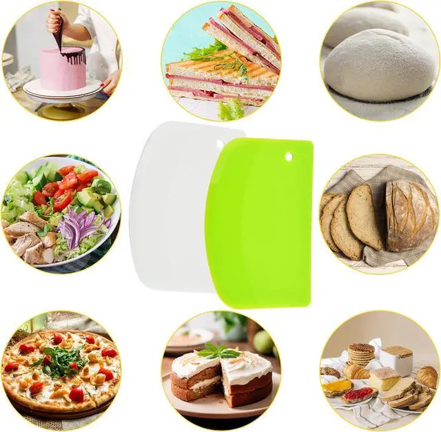 Alt view image 6 of 7 - 5 Pack Dough Scraper, 5.3 x 3.6 Inch Plastic Bench Scraper, Bowl Spatula, Kitchen Pastry Cutter Tool for Bread Dough, Pastry, Pizza, Baking Cake (Multicolor)
