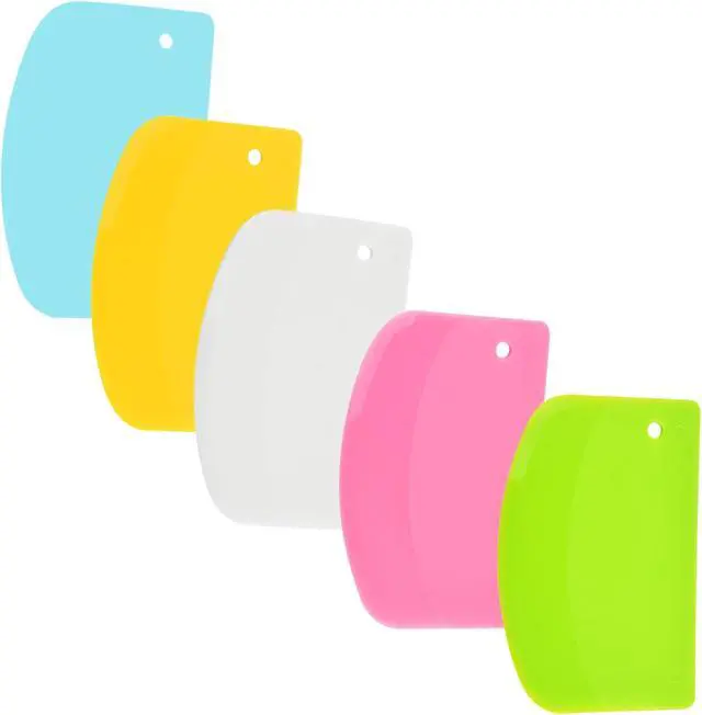 Alt view image 7 of 7 - 5 Pack Dough Scraper, 5.3 x 3.6 Inch Plastic Bench Scraper, Bowl Spatula, Kitchen Pastry Cutter Tool for Bread Dough, Pastry, Pizza, Baking Cake (Multicolor)