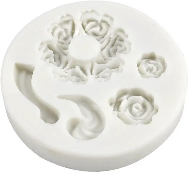 Main image of White Dessert Mold Food Grade Mini Rose Flower Teapot Mold Durable, Fondant and Gum Paste Molds,Candy Making Supplies
