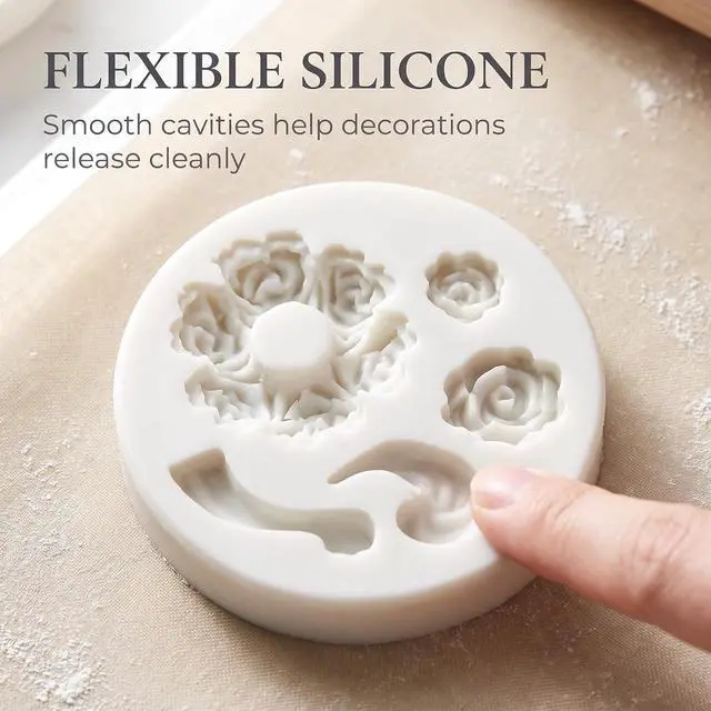 Alt view image 3 of 7 - White Dessert Mold Food Grade Mini Rose Flower Teapot Mold Durable, Fondant and Gum Paste Molds,Candy Making Supplies