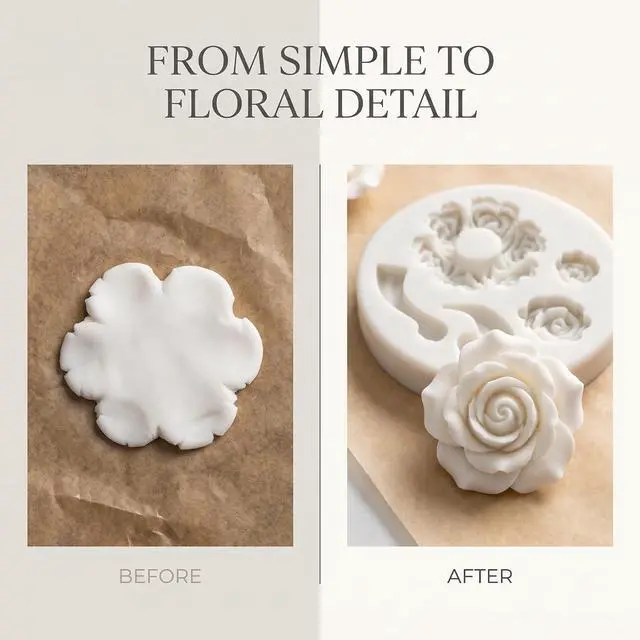 Alt view image 7 of 7 - White Dessert Mold Food Grade Mini Rose Flower Teapot Mold Durable, Fondant and Gum Paste Molds,Candy Making Supplies