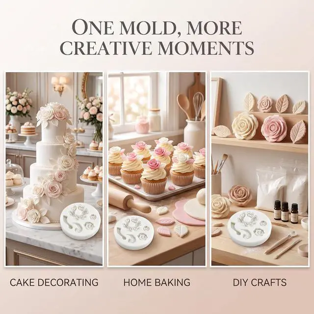 Alt view image 5 of 7 - White Dessert Mold Food Grade Mini Rose Flower Teapot Mold Durable, Fondant and Gum Paste Molds,Candy Making Supplies