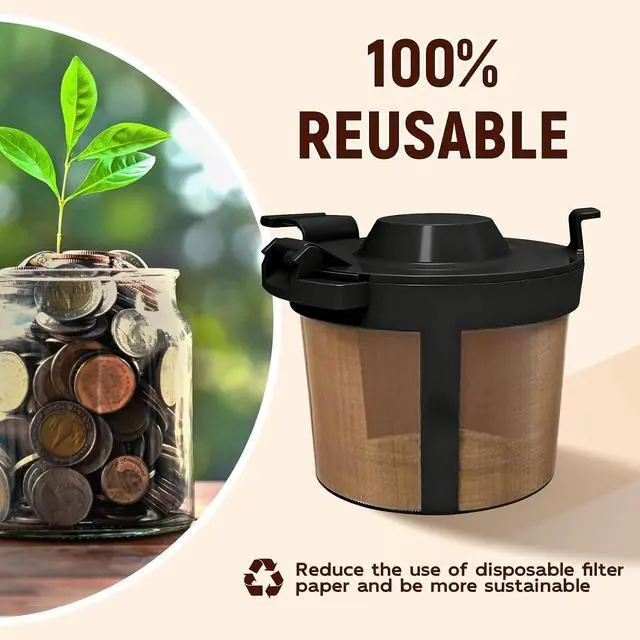 Alt view image 5 of 7 - Coffee Filter for Ninja PB051, PB040, PB041ST | Permanent, Stainless Steel Mesh, Dishwasher Safe, Eco-Friendly