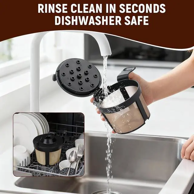 Alt view image 6 of 7 - Coffee Filter for Ninja PB051, PB040, PB041ST | Permanent, Stainless Steel Mesh, Dishwasher Safe, Eco-Friendly