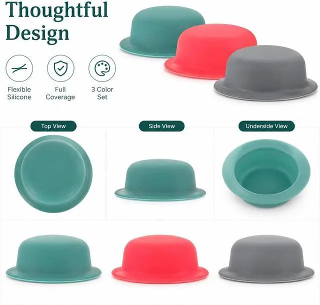 Alt view image 7 of 7 - DECHOUS 3Pcs Silicone Pot Lid Covers, Non-slip Cookware Lid Knobs, Pan Cover Handle Thicken Saucepan Lid Replacement Knob Silicone Universal Pot Lid Top Cover