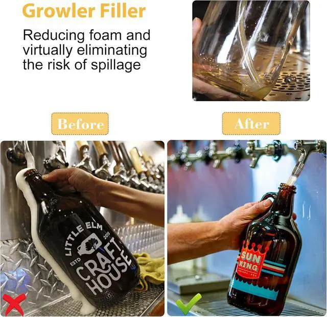 Alt view image 3 of 7 - Growler Filler Tube Hose for Standard Beer Faucets Beer Keg Beer Tap | Growler Filler Hose Growler Filling Tube for Homebrew Wine Making Beer Brewing