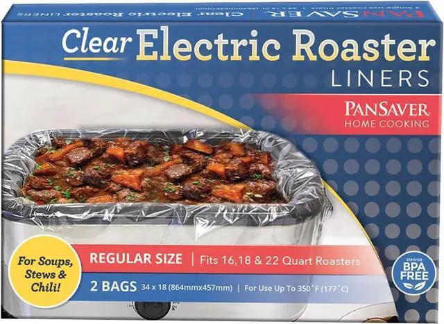 Main image of PanSaver Cooking Liners - Disposable Electric Roasting Pan Liners for Instant Cleanup with No Scrubbing - Clear, 2 Count