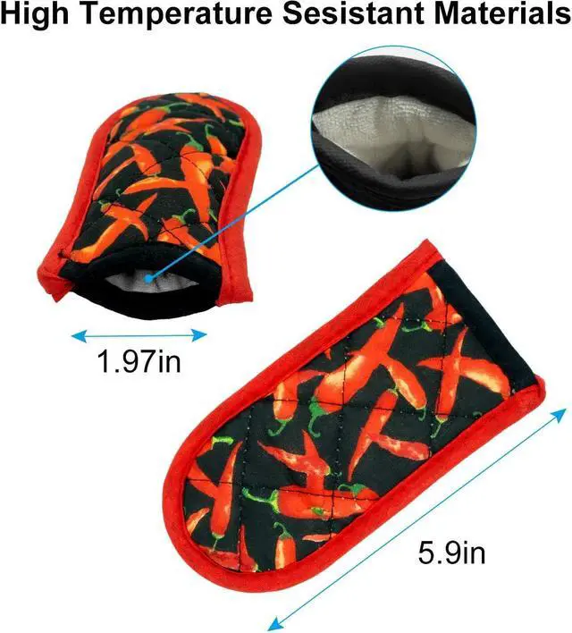 Alt view image 3 of 7 - Evoio Cast Iron Skillet Pot Pan Hot Handle Covers (2-Pack Red Pepper) | Pot Handle Covers Heat Resistant Pot Skillet Hot Handle Sleeves Mitt Cover for Kitchen, BBQ and Baking Cookware