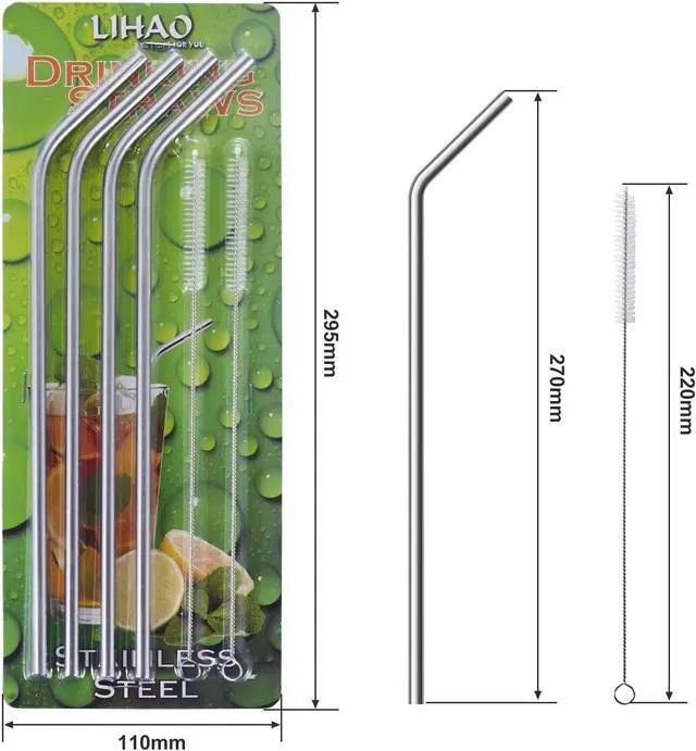 Alt view image 3 of 7 - LIHAO Extra Long Stainless Steel Straws, 4 Pack for 30oz Tumblers