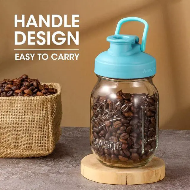Alt view image 4 of 7 - AIEVE Mason Jar Pour Spout Lid, 4 Pack Regular Mouth Mason Jar Lids with Flip Top,Reusable and Leak-Proof Plastic Canning Pitcher Lids tor Milk, Coffee, Juice, Lemonade,Colorful(Jars not Included)
