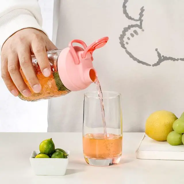 Alt view image 7 of 7 - AIEVE Mason Jar Pour Spout Lid, 4 Pack Regular Mouth Mason Jar Lids with Flip Top,Reusable and Leak-Proof Plastic Canning Pitcher Lids tor Milk, Coffee, Juice, Lemonade,Colorful(Jars not Included)