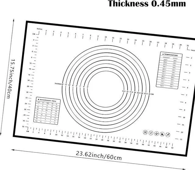Alt view image 2 of 7 - Dough Mat Silicone Baking Mats for Rolling Pastry,Kneading Sheet Sourdough Bread Baking Supplies Black 24x16" 0.45mmT