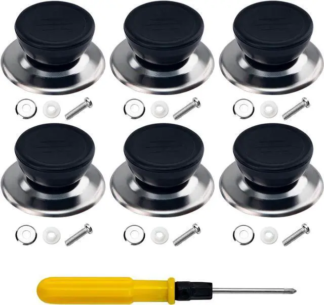Main image of 6PCS Pot Lid Knobs, Universal Kitchen Cookware Replacement Pan Lid Holding Handles, Pot Lid Cover Knob Handle, Knobs Casserole Kettle Cover Glass Saucepan Crockpot Handle Replacement Set