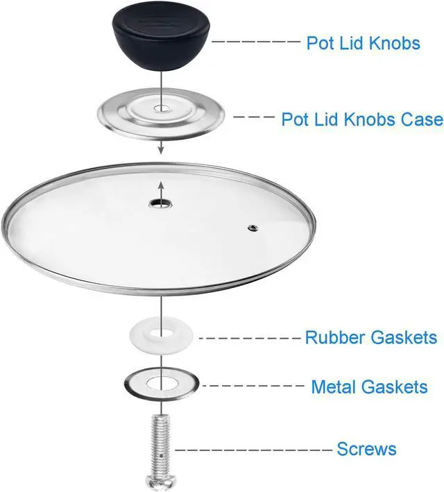 Alt view image 3 of 7 - 6PCS Pot Lid Knobs, Universal Kitchen Cookware Replacement Pan Lid Holding Handles, Pot Lid Cover Knob Handle, Knobs Casserole Kettle Cover Glass Saucepan Crockpot Handle Replacement Set