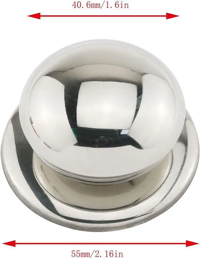 Alt view image 2 of 5 - E-outstanding Pot Cover Knob Handle 2PCS 2.1 Inch Universal Stainless Steel Replacement Cookware Pan Pot Lid Handle Circular Handgrip Knob