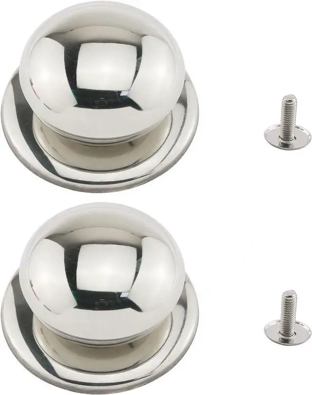 Main image of E-outstanding Pot Cover Knob Handle 2PCS 2.1 Inch Universal Stainless Steel Replacement Cookware Pan Pot Lid Handle Circular Handgrip Knob