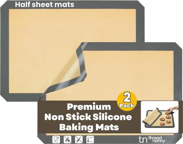 Main image of Silicone Baking Mat 2 Pack, Half Sheet 16.5 x 11.6, Non-Stick Liner for Oven | Reusable Baking Sheet Liner for Bread, Dough, Macaron, Cookie Cooking Liners For Kitchen Counter & Bakery Supplies