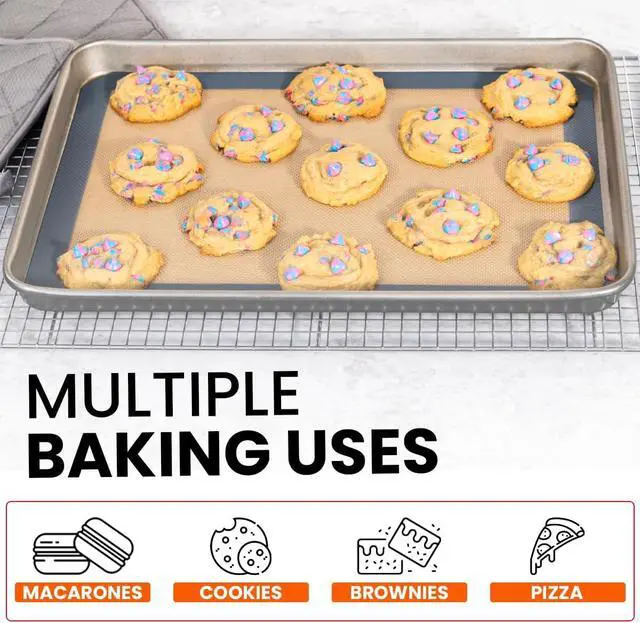 Alt view image 3 of 7 - Silicone Baking Mat 2 Pack, Half Sheet 16.5 x 11.6, Non-Stick Liner for Oven | Reusable Baking Sheet Liner for Bread, Dough, Macaron, Cookie Cooking Liners For Kitchen Counter & Bakery Supplies