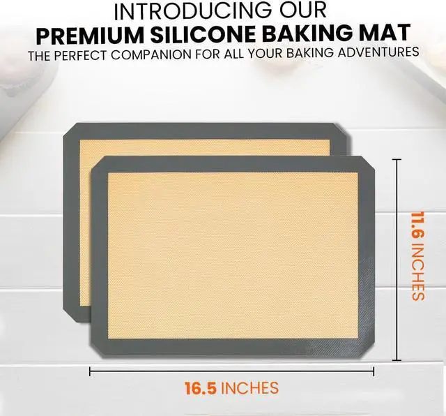 Alt view image 4 of 7 - Silicone Baking Mat 2 Pack, Half Sheet 16.5 x 11.6, Non-Stick Liner for Oven | Reusable Baking Sheet Liner for Bread, Dough, Macaron, Cookie Cooking Liners For Kitchen Counter & Bakery Supplies