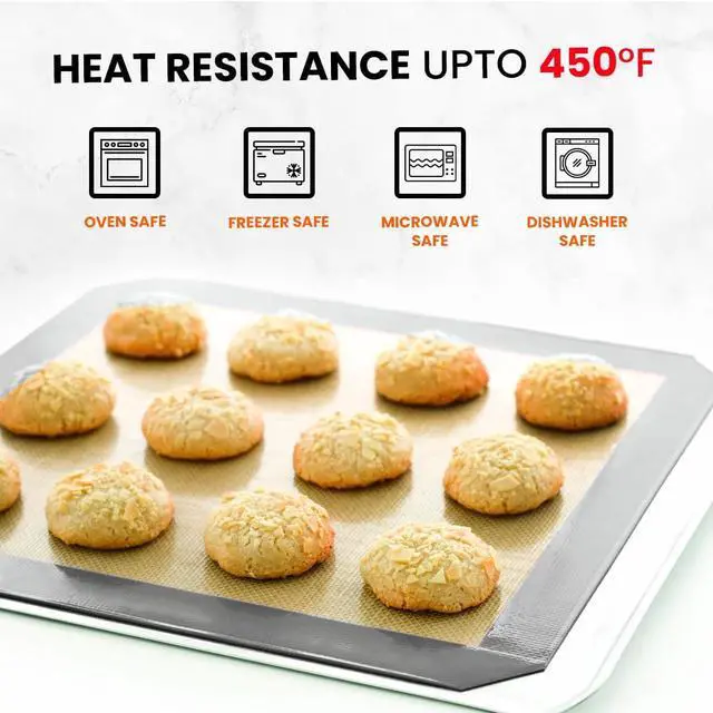 Alt view image 5 of 7 - Silicone Baking Mat 2 Pack, Half Sheet 16.5 x 11.6, Non-Stick Liner for Oven | Reusable Baking Sheet Liner for Bread, Dough, Macaron, Cookie Cooking Liners For Kitchen Counter & Bakery Supplies