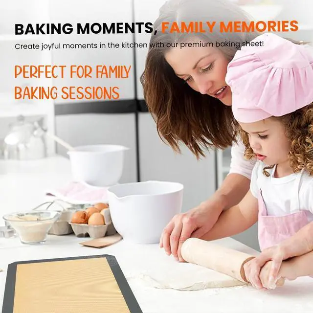Alt view image 6 of 7 - Silicone Baking Mat 2 Pack, Half Sheet 16.5 x 11.6, Non-Stick Liner for Oven | Reusable Baking Sheet Liner for Bread, Dough, Macaron, Cookie Cooking Liners For Kitchen Counter & Bakery Supplies