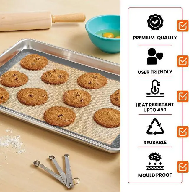 Alt view image 7 of 7 - Silicone Baking Mat 2 Pack, Half Sheet 16.5 x 11.6, Non-Stick Liner for Oven | Reusable Baking Sheet Liner for Bread, Dough, Macaron, Cookie Cooking Liners For Kitchen Counter & Bakery Supplies