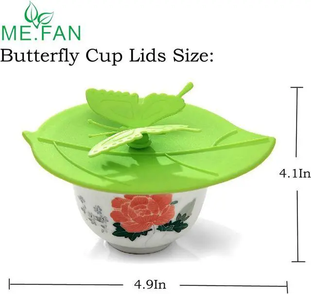 Alt view image 2 of 7 - ME.FAN Silicone Cup Lids - Creative Butterfly Mug Cover - Anti-dust Airtight Seal Hot Cup Lids 6 Set in Bright Colors