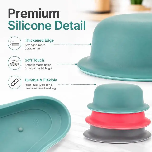 Alt view image 4 of 7 - DECHOUS 3Pcs Silicone Pot Lid Covers, Non-slip Cookware Lid Knobs, Pan Cover Handle Thicken Saucepan Lid Replacement Knob Silicone Universal Pot Lid Top Cover
