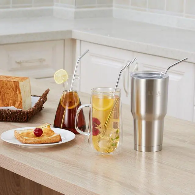 Alt view image 6 of 7 - LIHAO Extra Long Stainless Steel Straws, 4 Pack for 30oz Tumblers