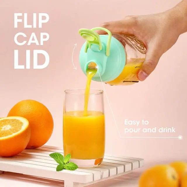 Alt view image 2 of 7 - AIEVE Mason Jar Pour Spout Lid, 4 Pack Regular Mouth Mason Jar Lids with Flip Top,Reusable and Leak-Proof Plastic Canning Pitcher Lids tor Milk, Coffee, Juice, Lemonade,Colorful(Jars not Included)