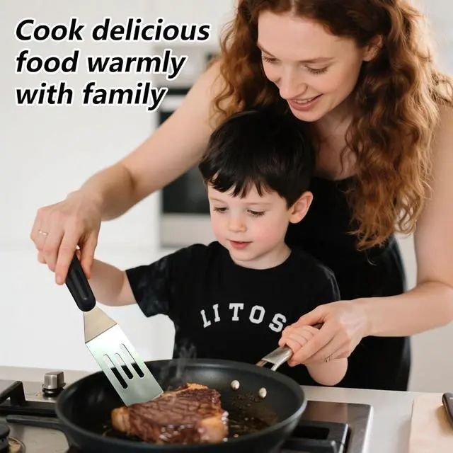 Alt view image 2 of 7 - 2 Pack Small Metal Spatula Set, Mini Stainless Steel Serving Spatulas for Kitchen Use, Ideal for Flipping Pancake, Brownie, Cookie, Cake, Egg Professional Cooking & Baking Utensil