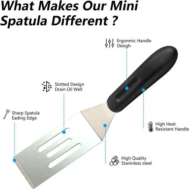 Alt view image 4 of 7 - 2 Pack Small Metal Spatula Set, Mini Stainless Steel Serving Spatulas for Kitchen Use, Ideal for Flipping Pancake, Brownie, Cookie, Cake, Egg Professional Cooking & Baking Utensil