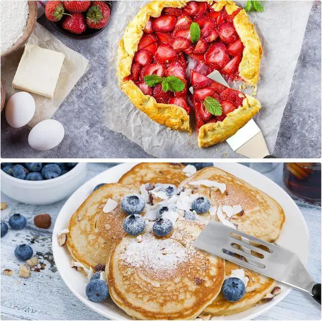 Alt view image 6 of 7 - 2 Pack Small Metal Spatula Set, Mini Stainless Steel Serving Spatulas for Kitchen Use, Ideal for Flipping Pancake, Brownie, Cookie, Cake, Egg Professional Cooking & Baking Utensil