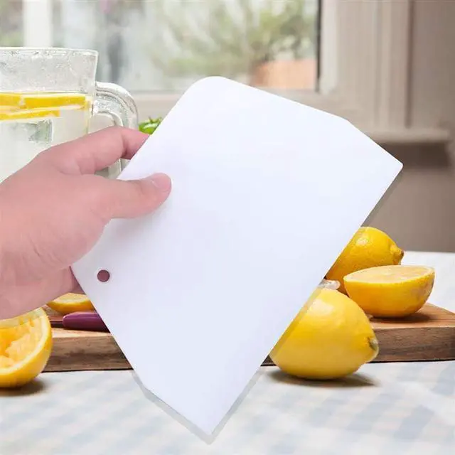 Alt view image 7 of 7 - Luckycivia 3-Piece Trapezoidal Plastic Scraper - Multi-Function Kitchen Tool for Pizza Dough, Pastry, Cake (White)