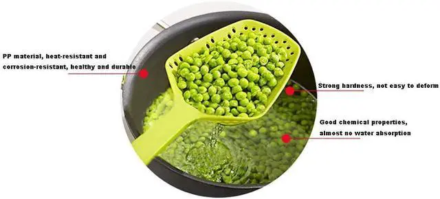 Alt view image 5 of 7 - 3-Pack Food Scoop Colander Strainer Slotted Spoon with Handle, Plastic Heat-Resistant Large Slotted Strainer and Skimmer for Pasta, Vegetables, Salad (3 Colors)