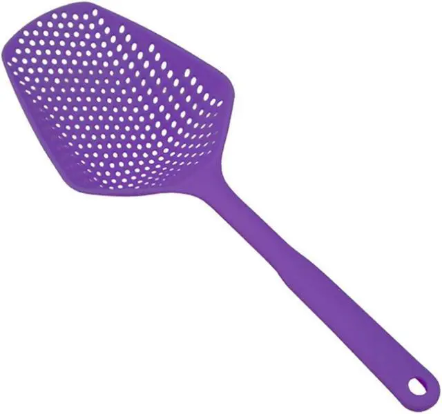 Alt view image 4 of 7 - 3-Pack Food Scoop Colander Strainer Slotted Spoon with Handle, Plastic Heat-Resistant Large Slotted Strainer and Skimmer for Pasta, Vegetables, Salad (3 Colors)