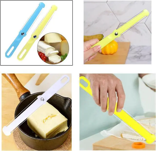 Alt view image 5 of 5 - 3 Pack Cheese Slicer Handheld 2 Side Wire Blade Knife Butter Cutter Peeler Spatula Cake Sausage Ham Slicing Tool for Cheddar Gruyere Raclette Mozzarella Block
