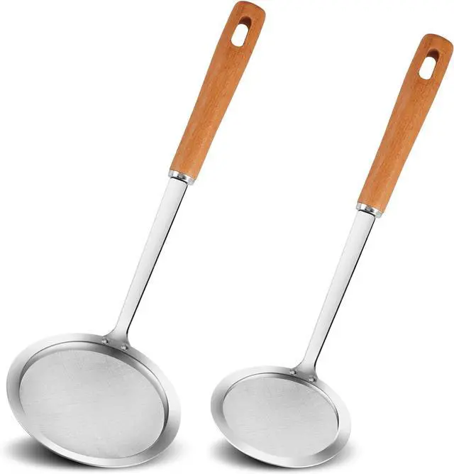 Main image of Ninsula 2PCS Fine Mesh Stainless Steel Colander Spoon, Hot Pot Fat Skimmer Spoon, Multi-functional Fine Mesh Food Strainer for Skimming Grease and Foam