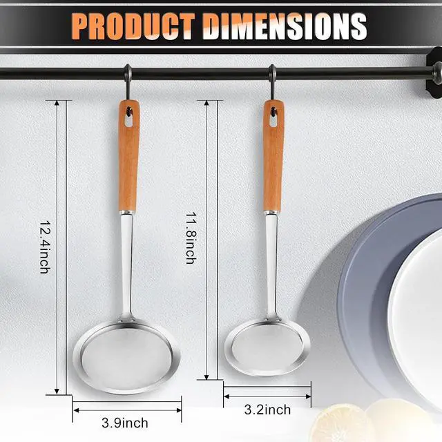 Alt view image 2 of 7 - Ninsula 2PCS Fine Mesh Stainless Steel Colander Spoon, Hot Pot Fat Skimmer Spoon, Multi-functional Fine Mesh Food Strainer for Skimming Grease and Foam