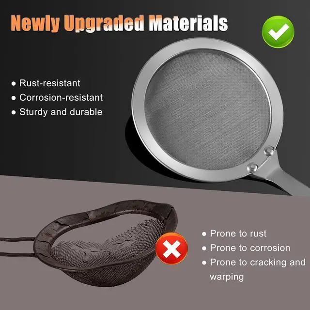 Alt view image 4 of 7 - Ninsula 2PCS Fine Mesh Stainless Steel Colander Spoon, Hot Pot Fat Skimmer Spoon, Multi-functional Fine Mesh Food Strainer for Skimming Grease and Foam