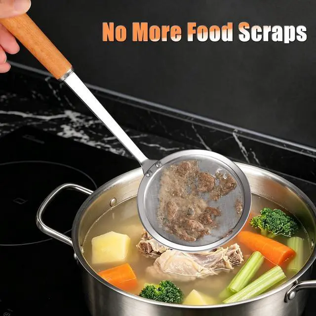 Alt view image 5 of 7 - Ninsula 2PCS Fine Mesh Stainless Steel Colander Spoon, Hot Pot Fat Skimmer Spoon, Multi-functional Fine Mesh Food Strainer for Skimming Grease and Foam