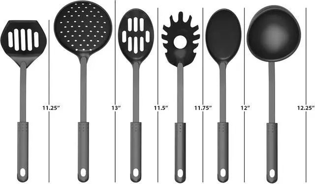 Alt view image 2 of 7 - Chef Buddy 6-Piece Kitchen Utensils Set â Plastic Cooking Tools - Includes Essential Spatulas, Spoons, and Gadgets for Every Home Cook (Black)