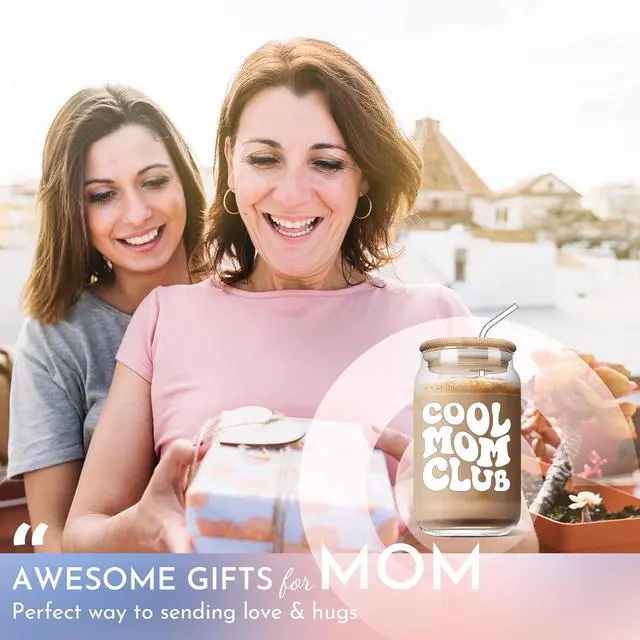 Alt view image 3 of 7 - AGOT Mothers Day Gifts for Mom - Funny Mom Birthday Gifts from Daughter Son | Christmas Day Gifts for Mother in Law Step Bonus New Mom Gifts Ideas, Cool Mom Club 16 Oz Coffee Glass