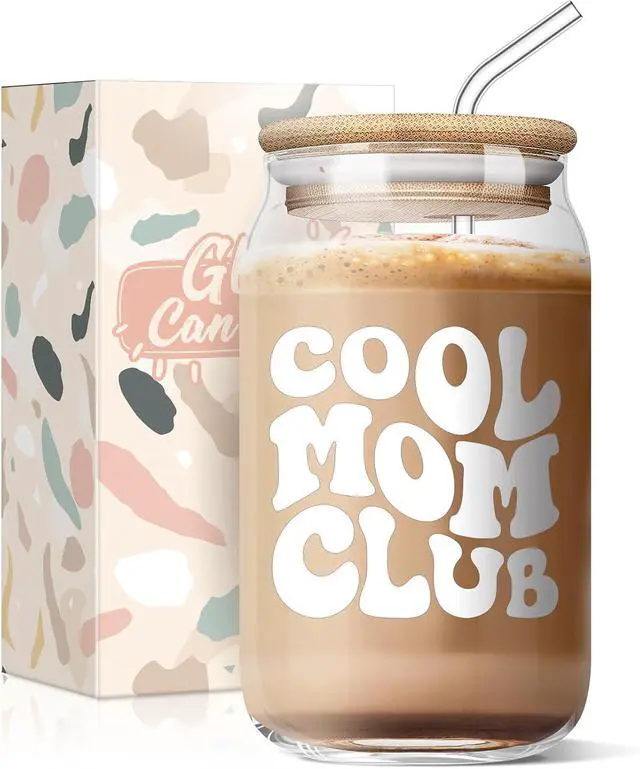 Alt view image 7 of 7 - AGOT Mothers Day Gifts for Mom - Funny Mom Birthday Gifts from Daughter Son | Christmas Day Gifts for Mother in Law Step Bonus New Mom Gifts Ideas, Cool Mom Club 16 Oz Coffee Glass
