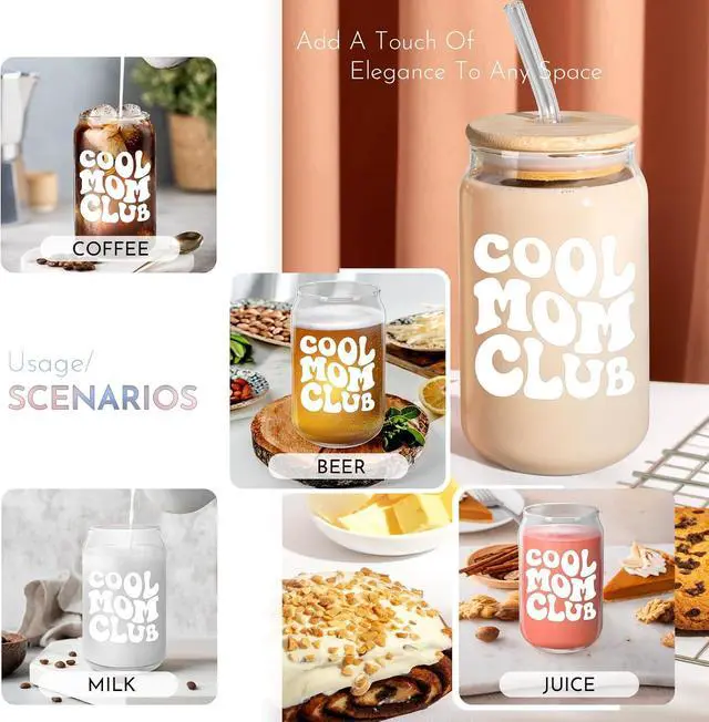 Alt view image 2 of 7 - AGOT Mothers Day Gifts for Mom - Funny Mom Birthday Gifts from Daughter Son | Christmas Day Gifts for Mother in Law Step Bonus New Mom Gifts Ideas, Cool Mom Club 16 Oz Coffee Glass