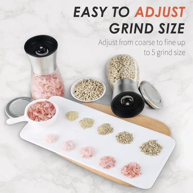 Alt view image 3 of 7 - Ebaco Original Stainless Steel Salt or Pepper Grinder - Top Spice Mill with Ceramic Blades, Brushed Stainless Steel and Adjustable Coarseness By Pepper Grinder Single Package