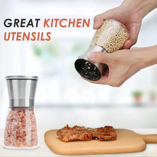 Alt view image 4 of 7 - Ebaco Original Stainless Steel Salt or Pepper Grinder - Top Spice Mill with Ceramic Blades, Brushed Stainless Steel and Adjustable Coarseness By Pepper Grinder Single Package