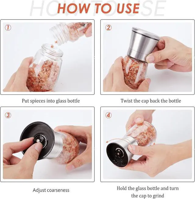 Alt view image 5 of 7 - Ebaco Original Stainless Steel Salt or Pepper Grinder - Top Spice Mill with Ceramic Blades, Brushed Stainless Steel and Adjustable Coarseness By Pepper Grinder Single Package
