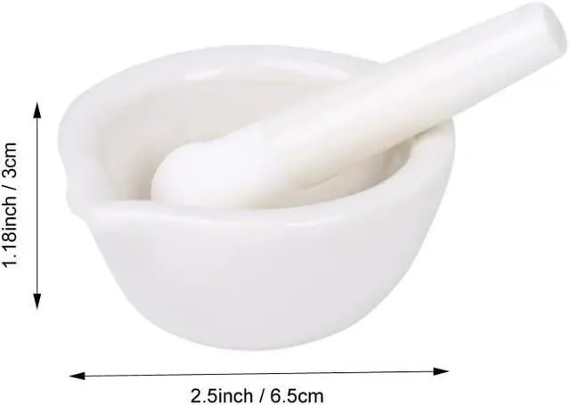 Alt view image 2 of 3 - 2.5inch Pills Crusher, Grinding Bowls, Ceramics Mortar and Pestle,Porcelain Spice Mill Grinder Set, Handheld Seasoning Mills Grinder with Brush